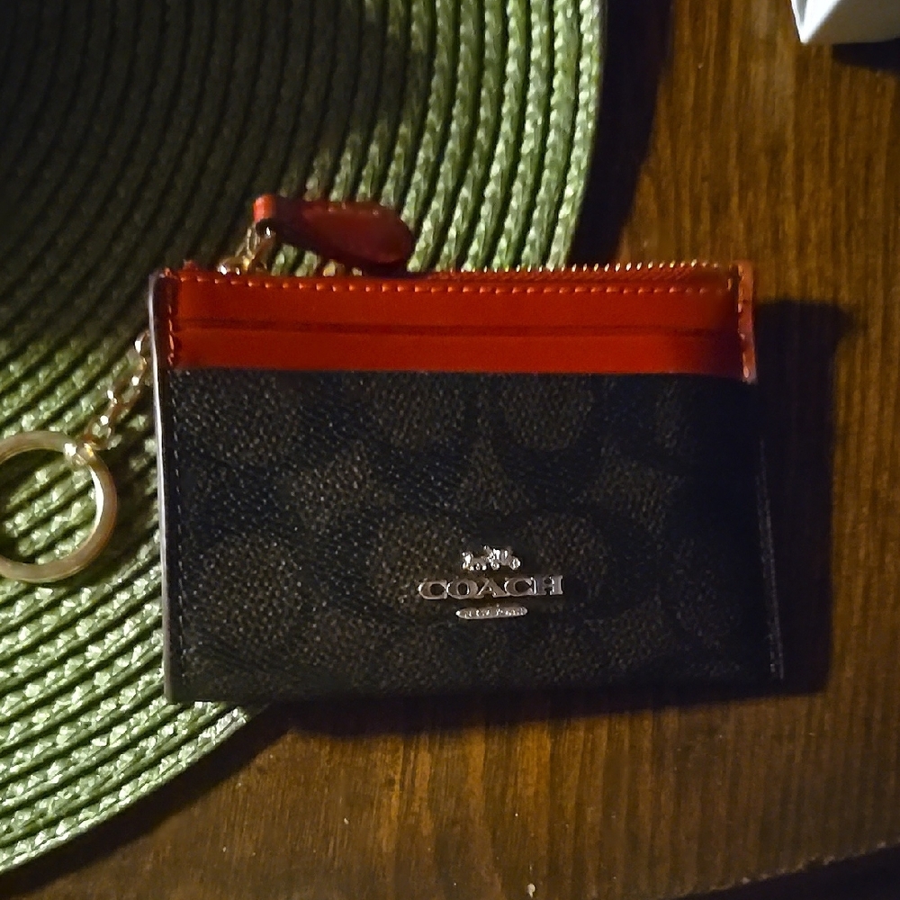 Coach Black and Red Card Holder